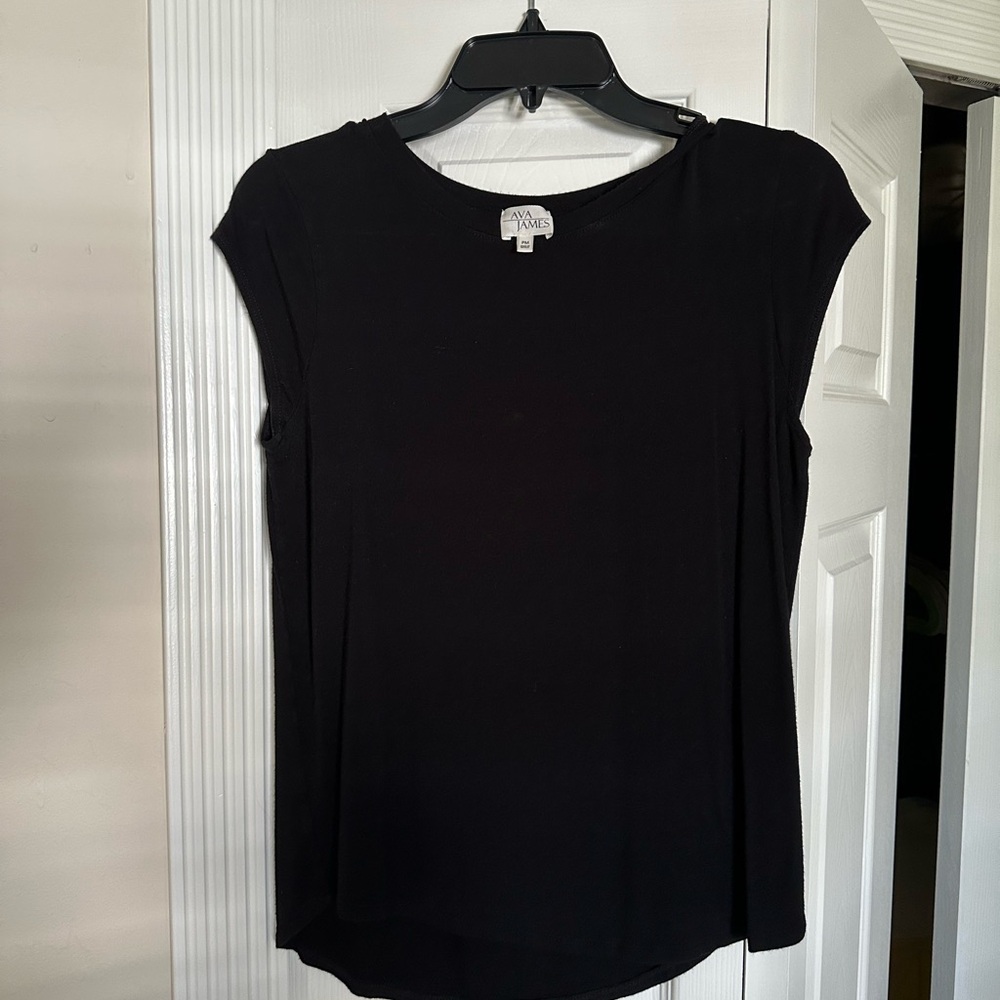 Elegant Black Cap Sleeve Blouse